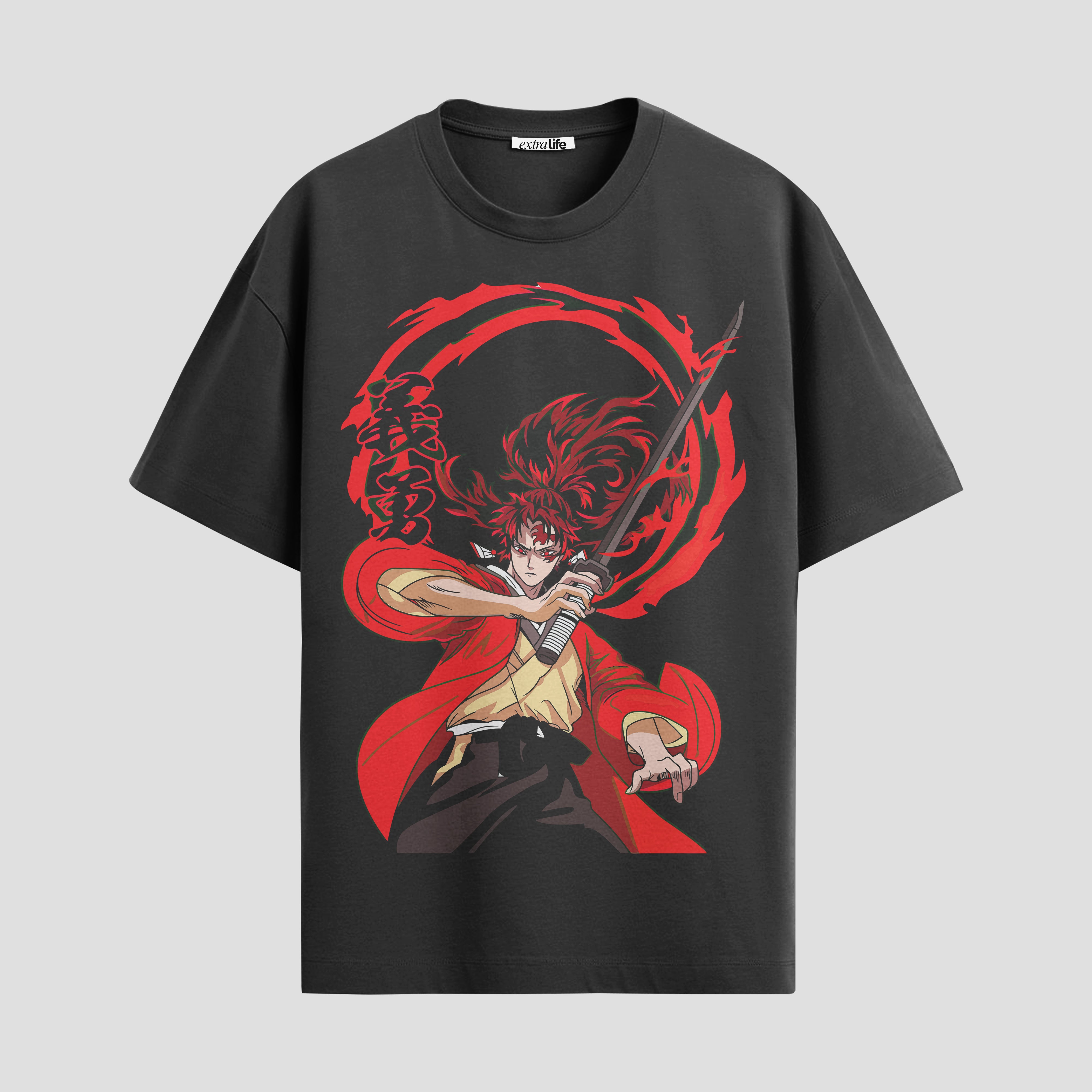 Playera urbana de anime y gaming ExtraLife MX, corte Standard Fit unisex ligero y transpirable en color Deep Black y Pure White, ropa de uso diario para gym y casual.