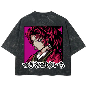 Playera streetwear premium de anime y gaming ExtraLife MX, corte boxy deluxe mineral wash heavyweight en color Acid Wash, moda urbana mexicana de culto.