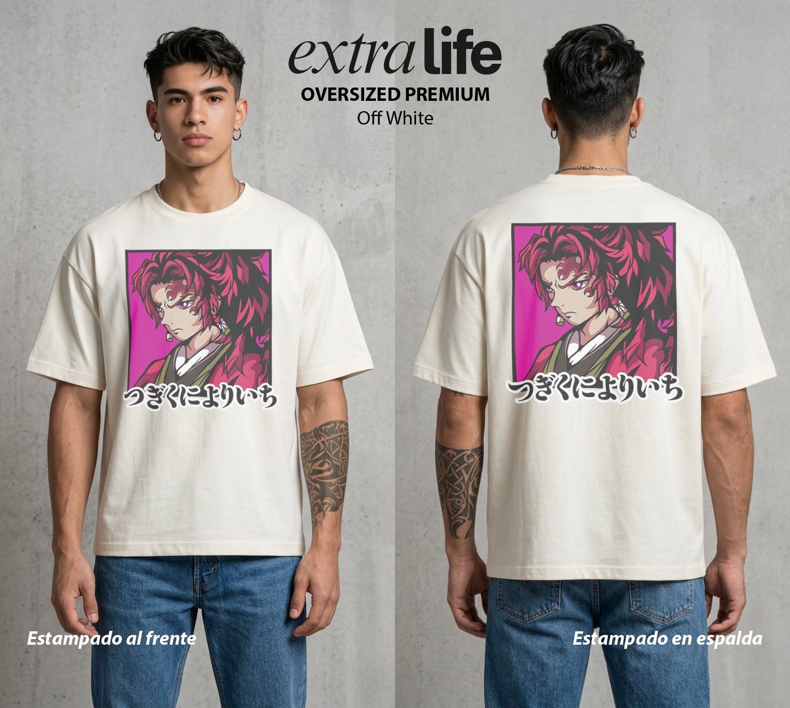 Cazadores de la Noche | El Primer Cazador #01268 - Playera Oversized Premium | Off White - Foto en modelo