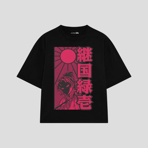Playera streetwear premium de anime y gaming ExtraLife MX, corte oversized drop shoulder ligero y fresco en color Deep Black y Off-White, moda urbana mexicana de culto.