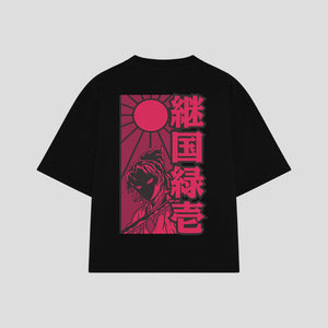 Playera streetwear premium de anime y gaming ExtraLife MX, corte oversized drop shoulder ligero y fresco en color Deep Black y Off-White, moda urbana mexicana de culto.