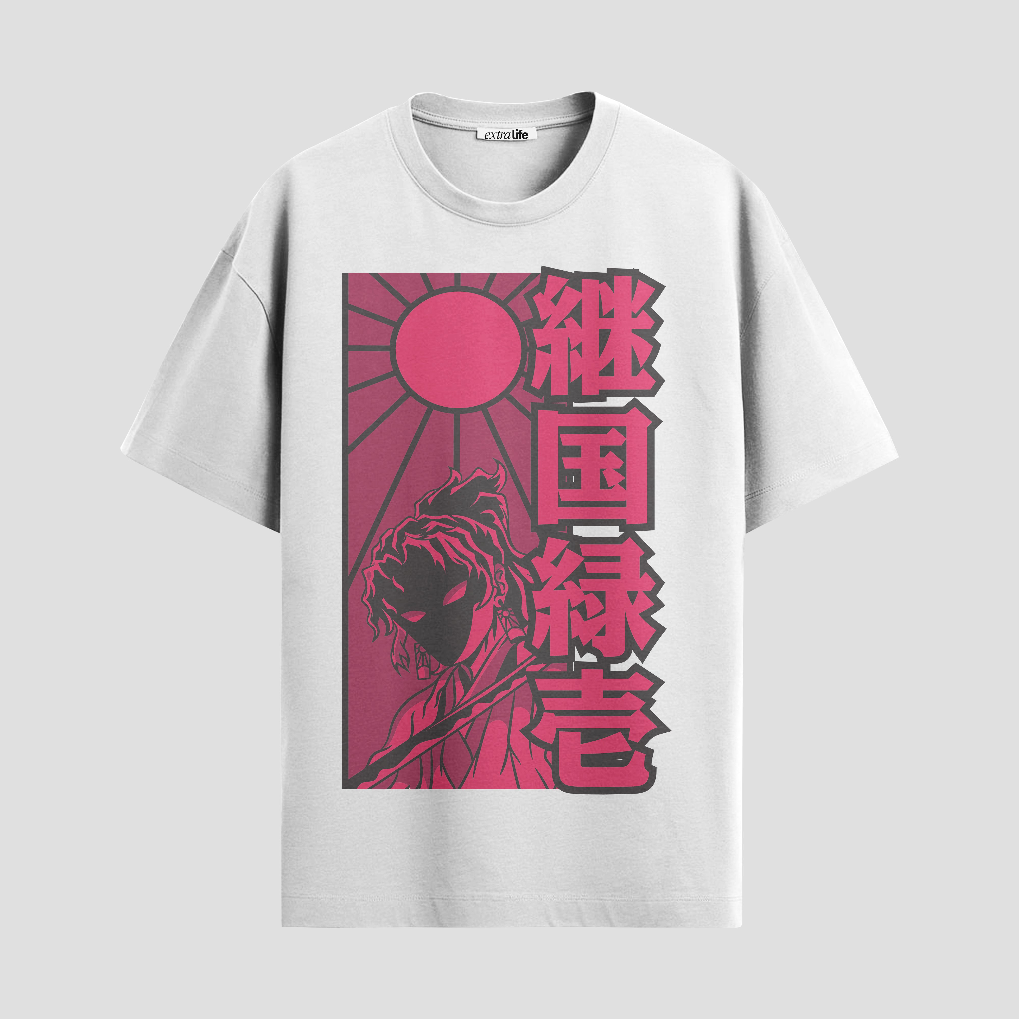 Playera urbana de anime y gaming ExtraLife MX, corte Standard Fit unisex ligero y transpirable en color Deep Black y Pure White, ropa de uso diario para gym y casual.