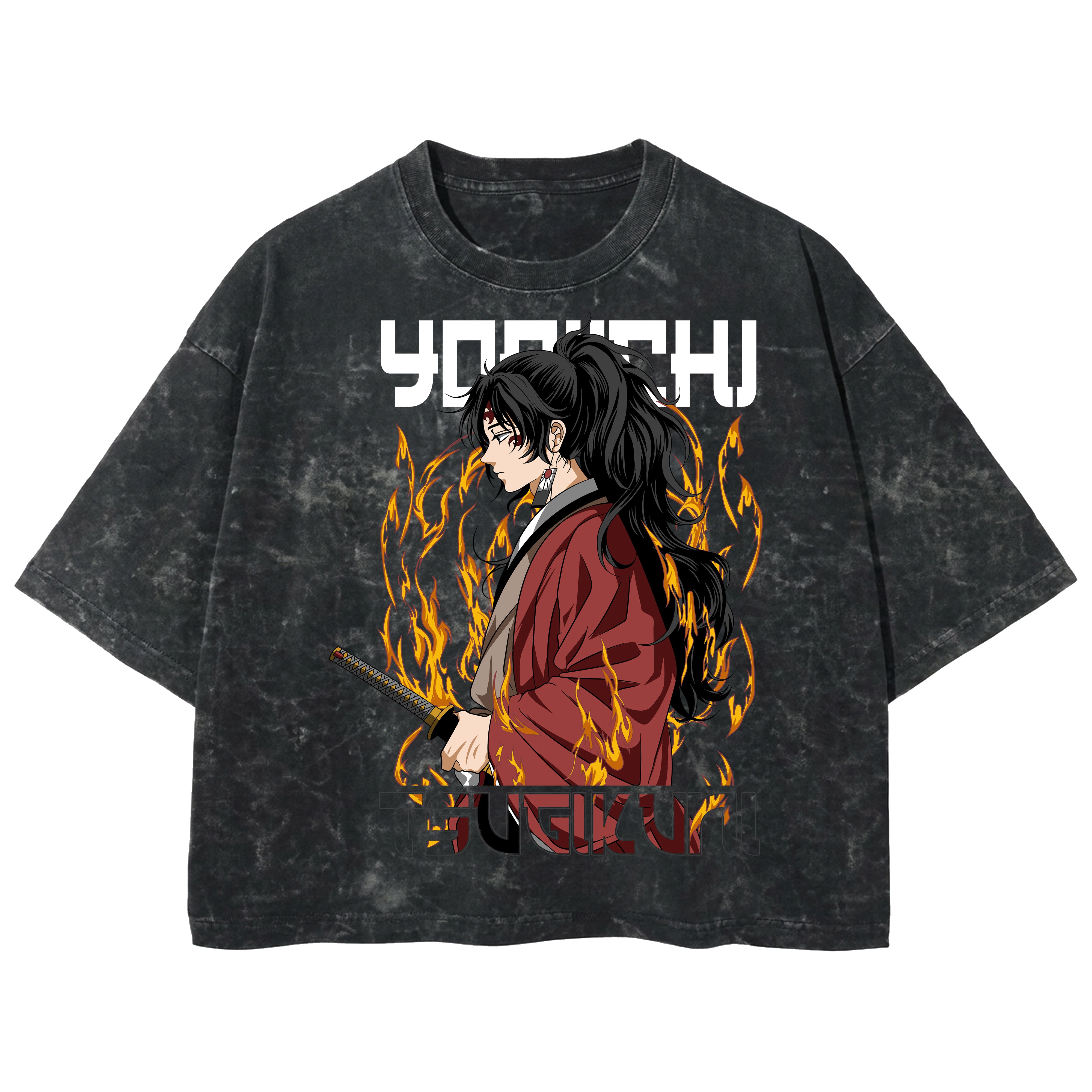 Playera streetwear premium de anime y gaming ExtraLife MX, corte boxy deluxe mineral wash heavyweight en color Acid Wash, moda urbana mexicana de culto.