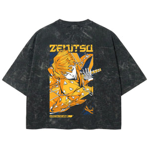 Playera streetwear premium de anime y gaming ExtraLife MX, corte boxy deluxe mineral wash heavyweight en color Acid Wash, moda urbana mexicana de culto.