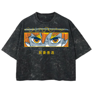 Playera streetwear premium de anime y gaming ExtraLife MX, corte boxy deluxe mineral wash heavyweight en color Acid Wash, moda urbana mexicana de culto.