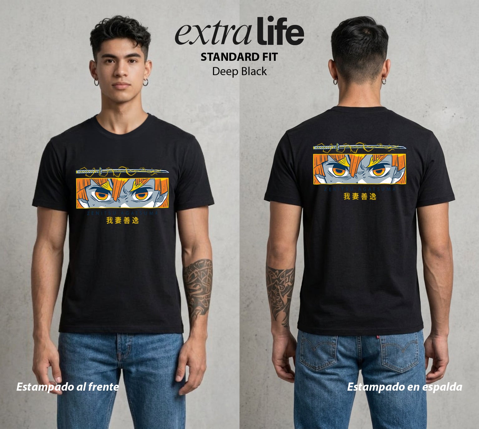 Cazadores de la Noche | Trueno Dormido #01274 - Playera Standard Fit | Deep Black - Foto en modelo