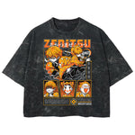 Playera streetwear premium de anime y gaming ExtraLife MX, corte boxy deluxe mineral wash heavyweight en color Acid Wash, moda urbana mexicana de culto.