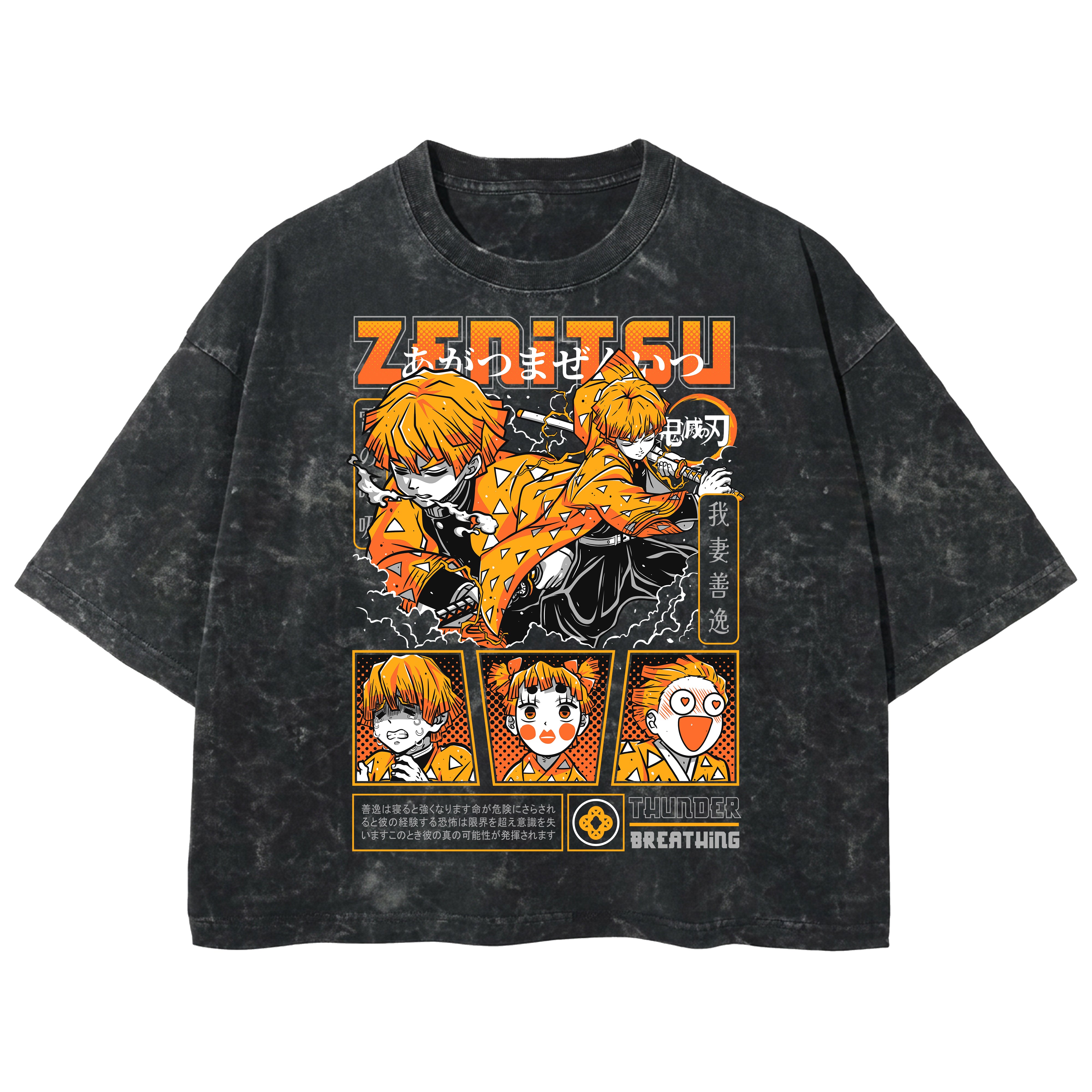 Playera streetwear premium de anime y gaming ExtraLife MX, corte boxy deluxe mineral wash heavyweight en color Acid Wash, moda urbana mexicana de culto.