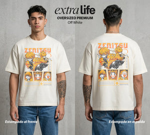 Cazadores de la Noche | Un Solo Estilo #01275 - Playera Oversized Premium | Off White - Foto en modelo