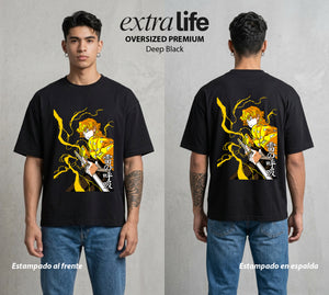 Cazadores de la Noche | El Rayo Dormilón #01277 - Playera Oversized Premium | Deep Black - Foto en modelo