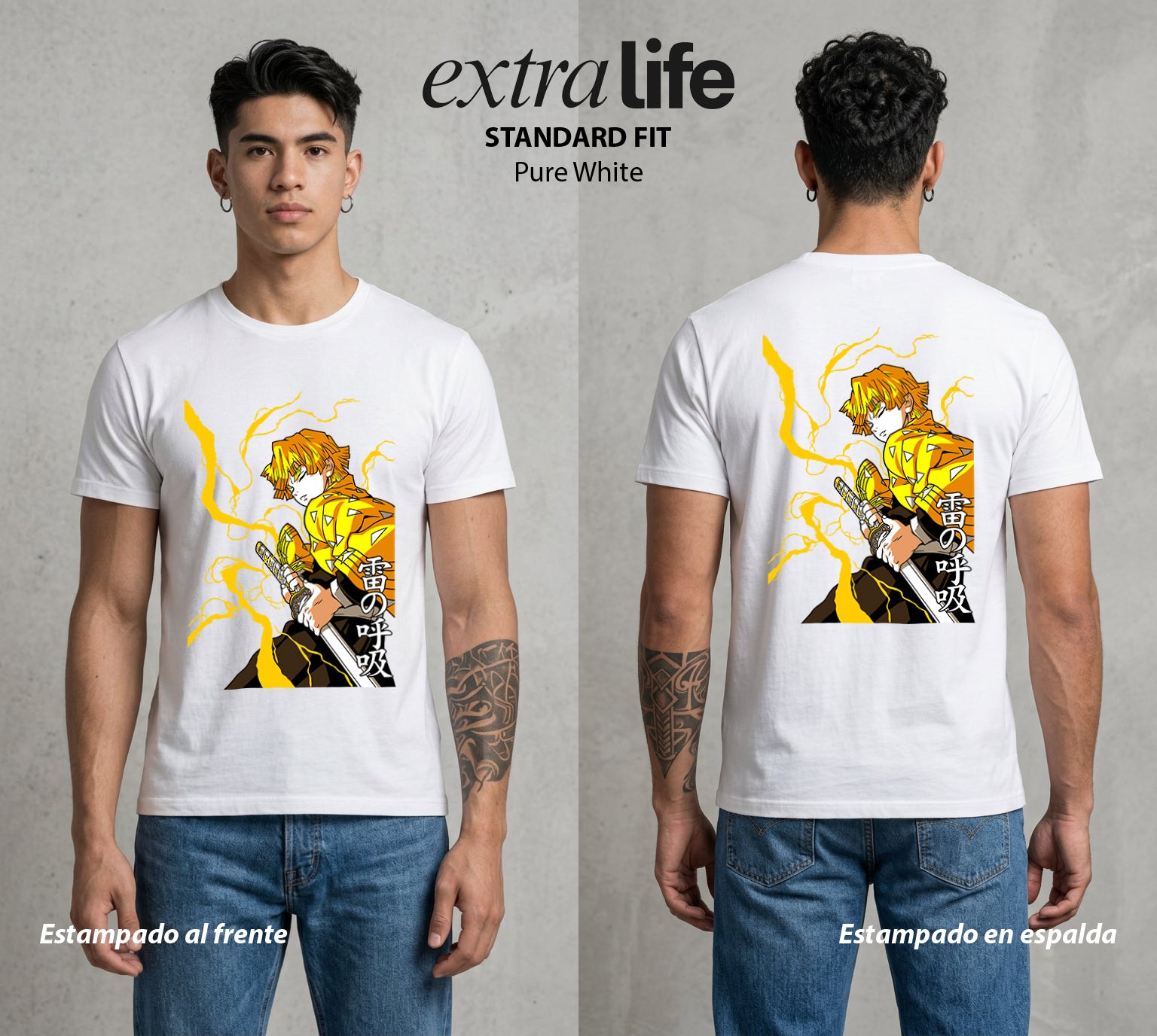 Cazadores de la Noche | El Rayo Dormilón #01277 - Playera Standard Fit | Pure White - Foto en modelo