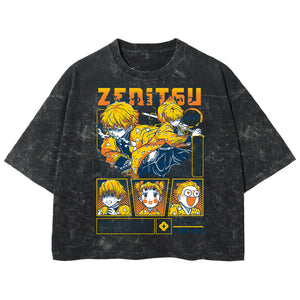 Playera streetwear premium de anime y gaming ExtraLife MX, corte boxy deluxe mineral wash heavyweight en color Acid Wash, moda urbana mexicana de culto.