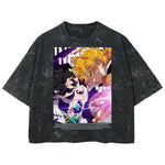 Playera streetwear premium de anime y gaming ExtraLife MX, corte boxy deluxe mineral wash heavyweight en color Acid Wash, moda urbana mexicana de culto.