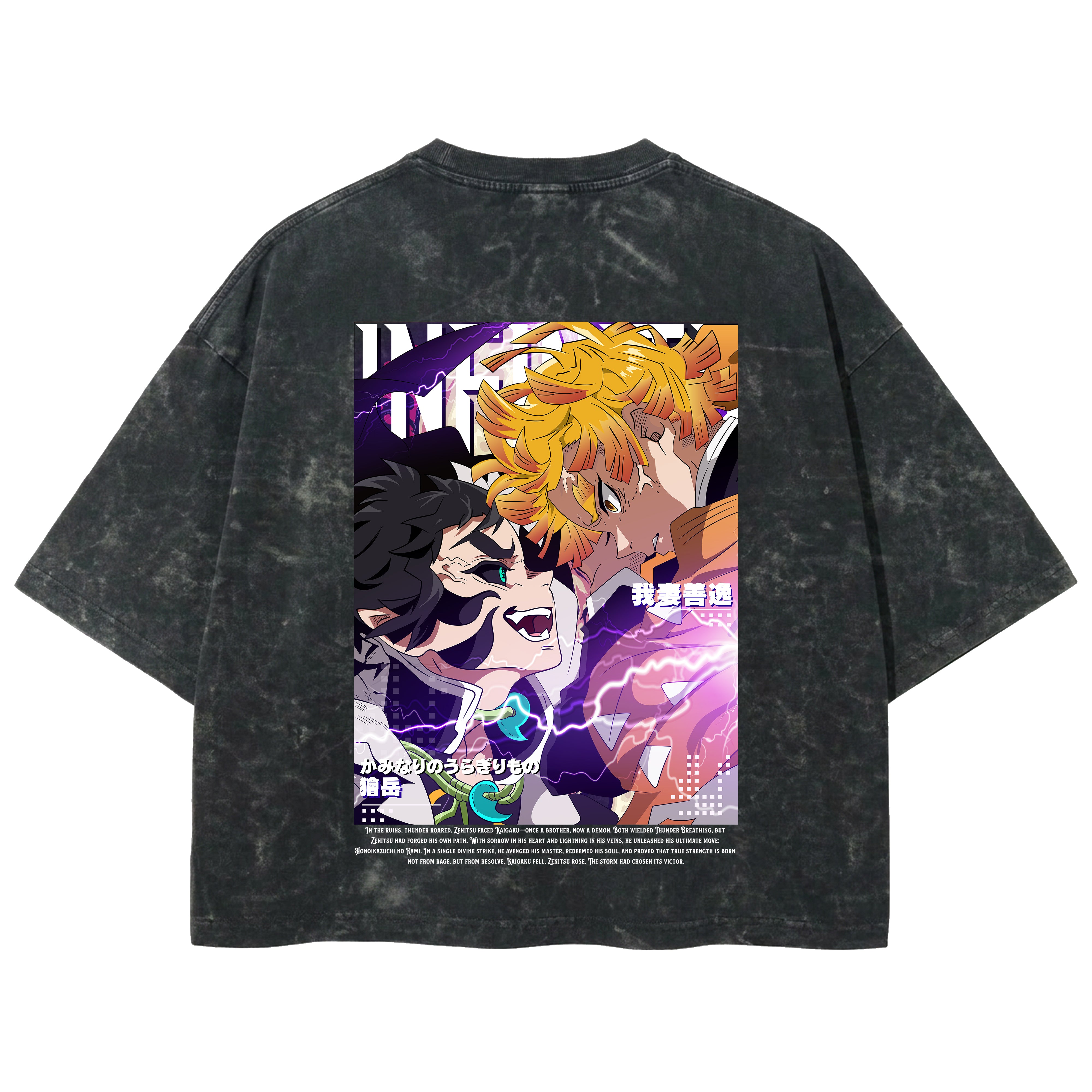 Playera streetwear premium de anime y gaming ExtraLife MX, corte boxy deluxe mineral wash heavyweight en color Acid Wash, moda urbana mexicana de culto.