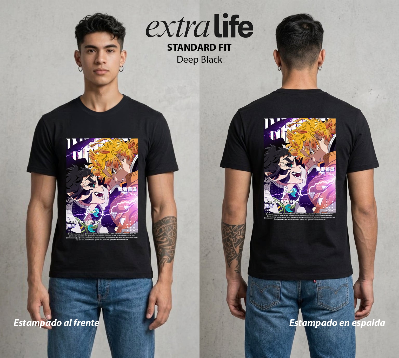 Cazadores de la Noche | El Rayo del Miedo #01283 - Playera Standard Fit | Deep Black - Foto en modelo