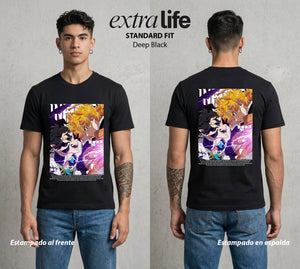 Cazadores de la Noche | El Rayo del Miedo #01283 - Playera Standard Fit | Deep Black - Foto en modelo