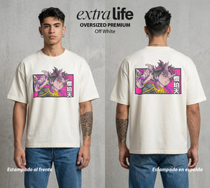 Cazadores de la Noche | La Colera del Tambor #01285 - Playera Oversized Premium | Off White - Foto en modelo