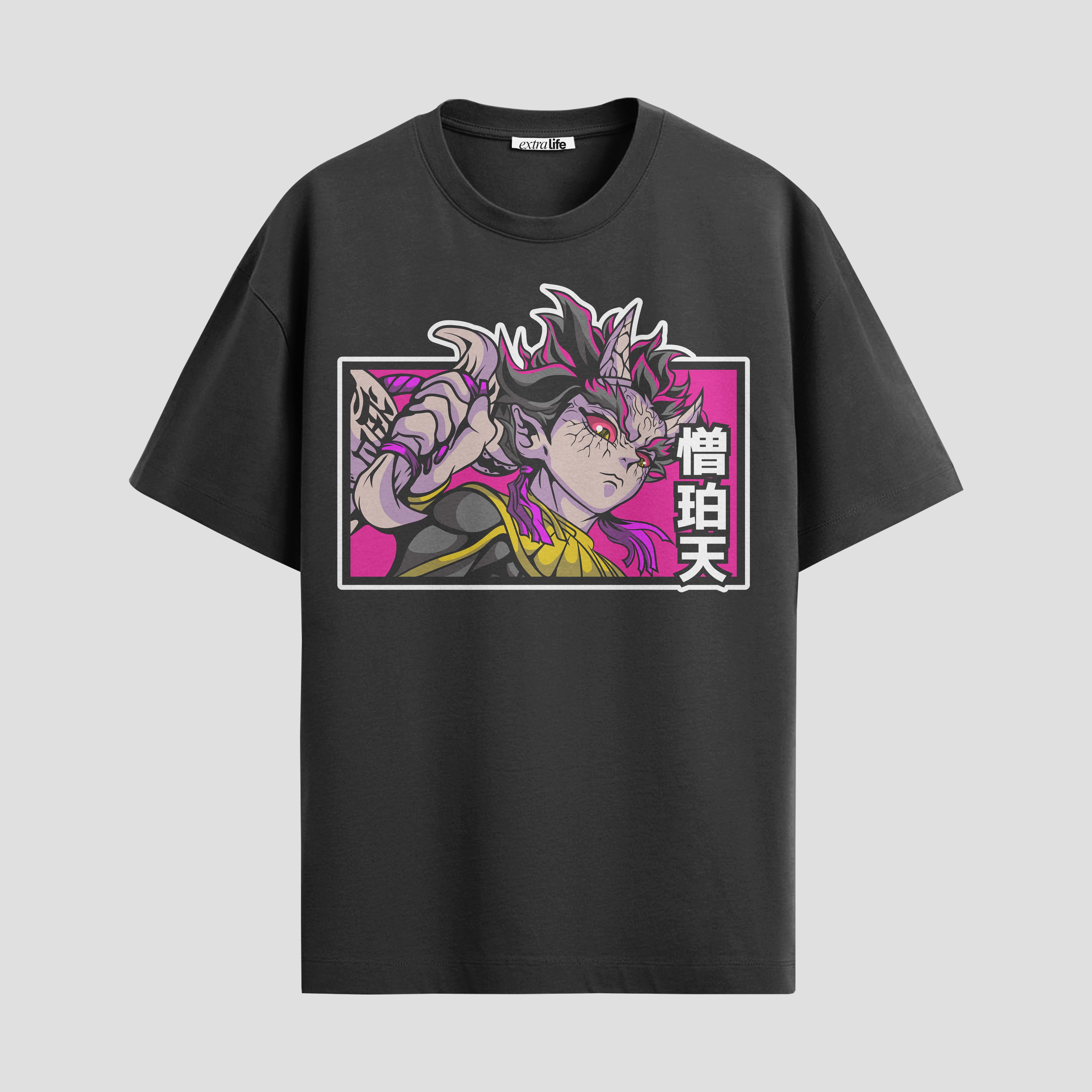 Playera urbana de anime y gaming ExtraLife MX, corte Standard Fit unisex ligero y transpirable en color Deep Black y Pure White, ropa de uso diario para gym y casual.