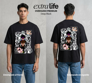 Cazadores de la Noche | El Odio Personificado #01286 - Playera Oversized Premium | Deep Black - Foto en modelo