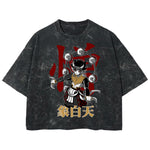 Playera streetwear premium de anime y gaming ExtraLife MX, corte boxy deluxe mineral wash heavyweight en color Acid Wash, moda urbana mexicana de culto.