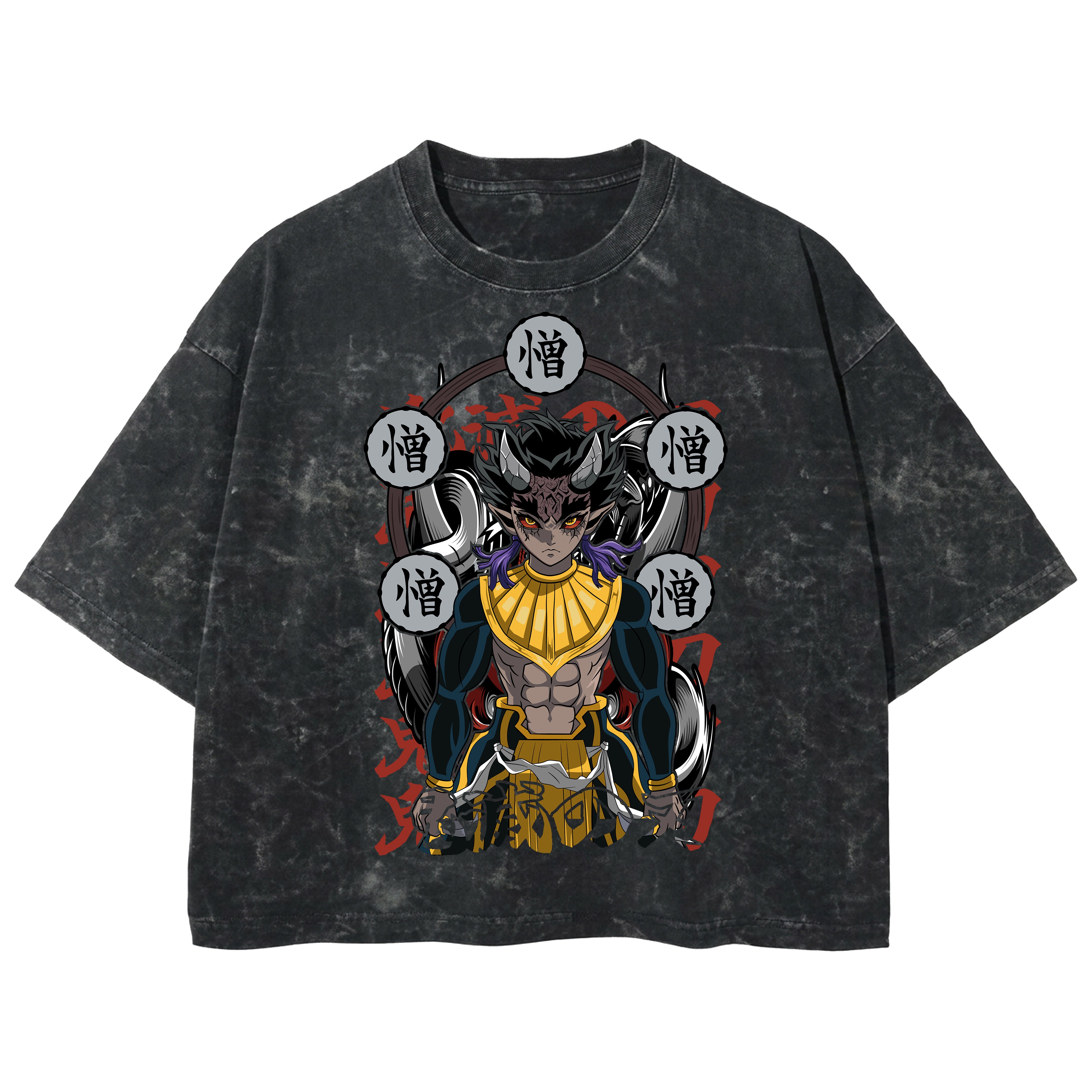 Playera streetwear premium de anime y gaming ExtraLife MX, corte boxy deluxe mineral wash heavyweight en color Acid Wash, moda urbana mexicana de culto.