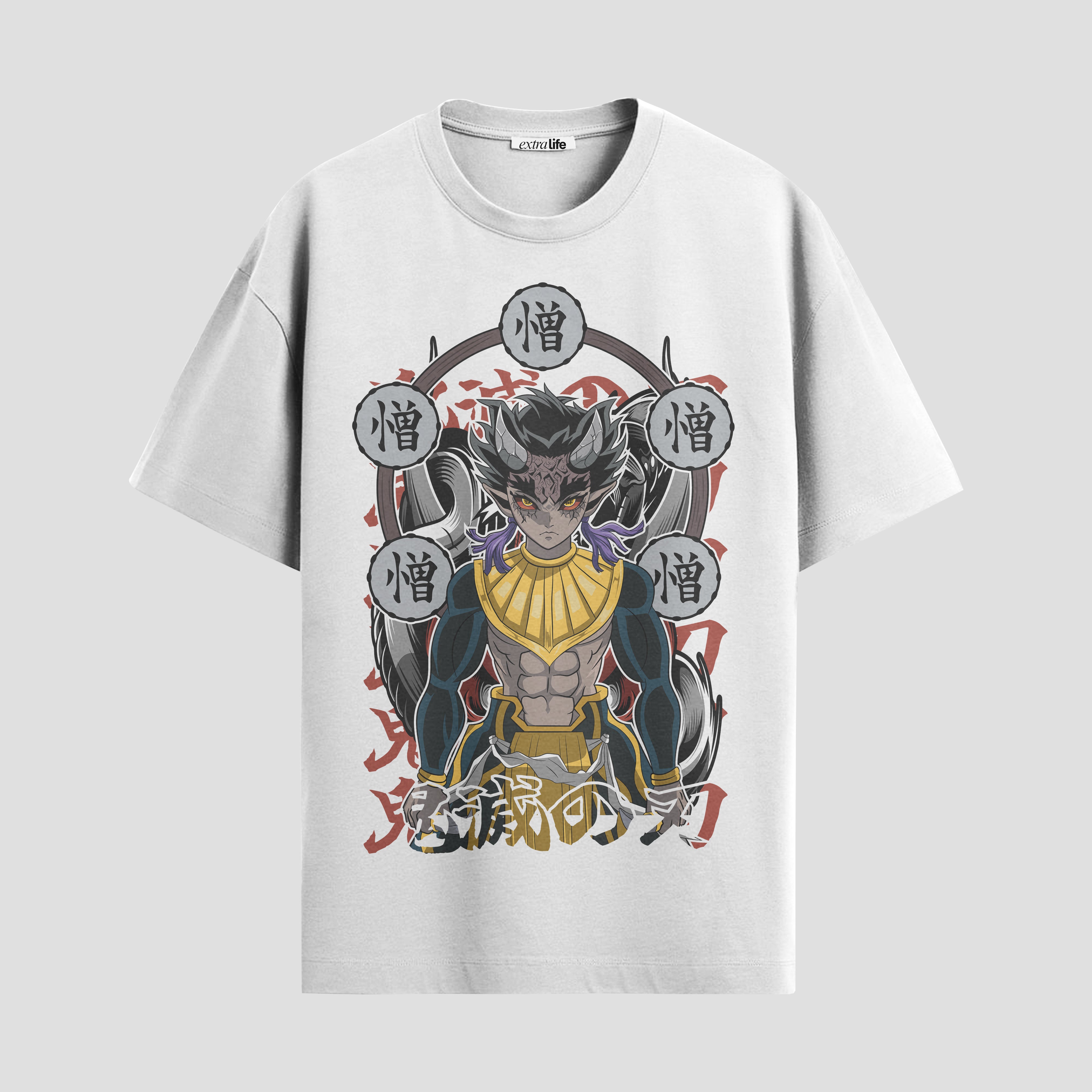Playera urbana de anime y gaming ExtraLife MX, corte Standard Fit unisex ligero y transpirable en color Deep Black y Pure White, ropa de uso diario para gym y casual.