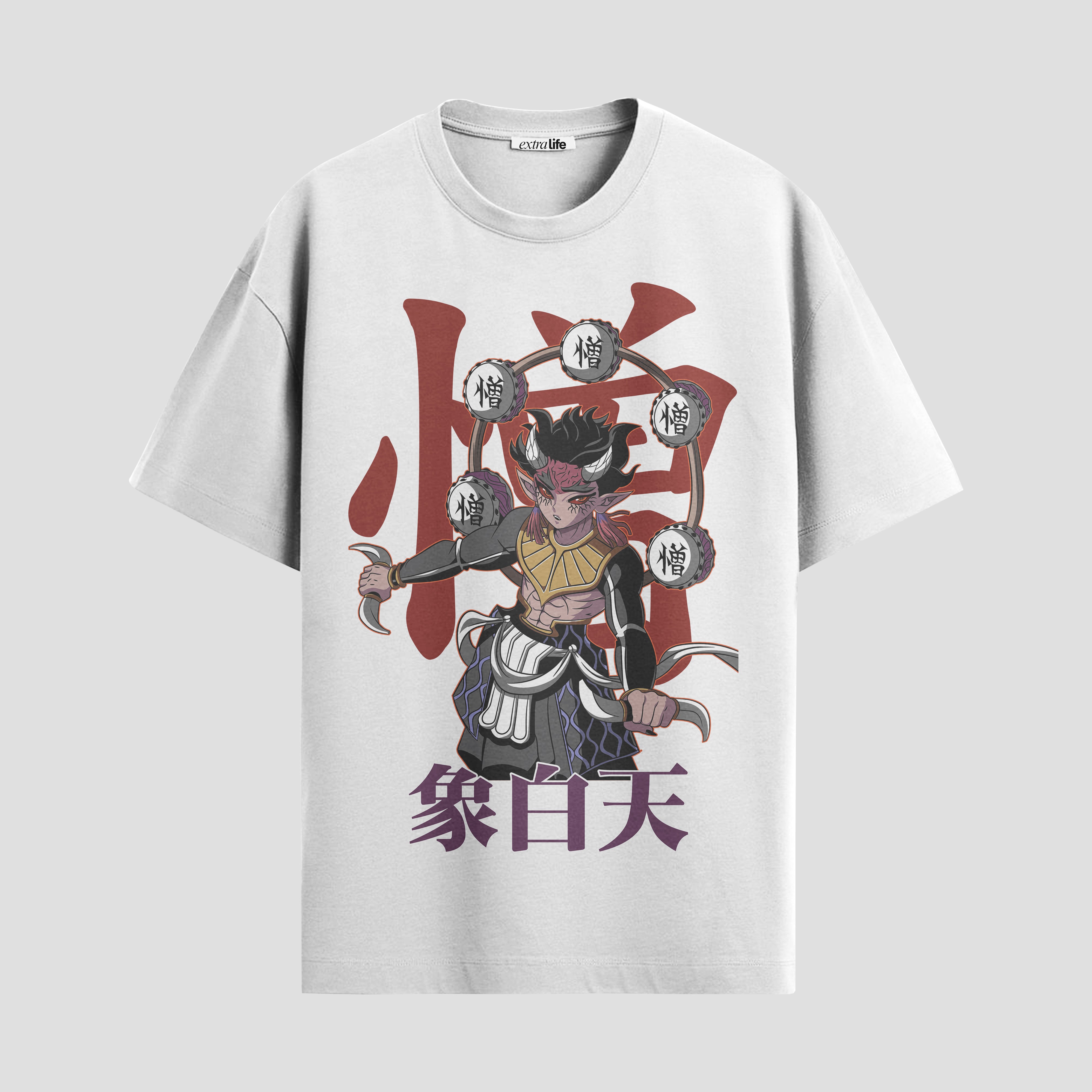 Playera urbana de anime y gaming ExtraLife MX, corte Standard Fit unisex ligero y transpirable en color Deep Black y Pure White, ropa de uso diario para gym y casual.