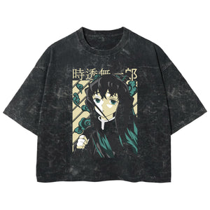 Playera streetwear premium de anime y gaming ExtraLife MX, corte boxy deluxe mineral wash heavyweight en color Acid Wash, moda urbana mexicana de culto.