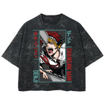 Playera streetwear premium de anime y gaming ExtraLife MX, corte boxy deluxe mineral wash heavyweight en color Acid Wash, moda urbana mexicana de culto.