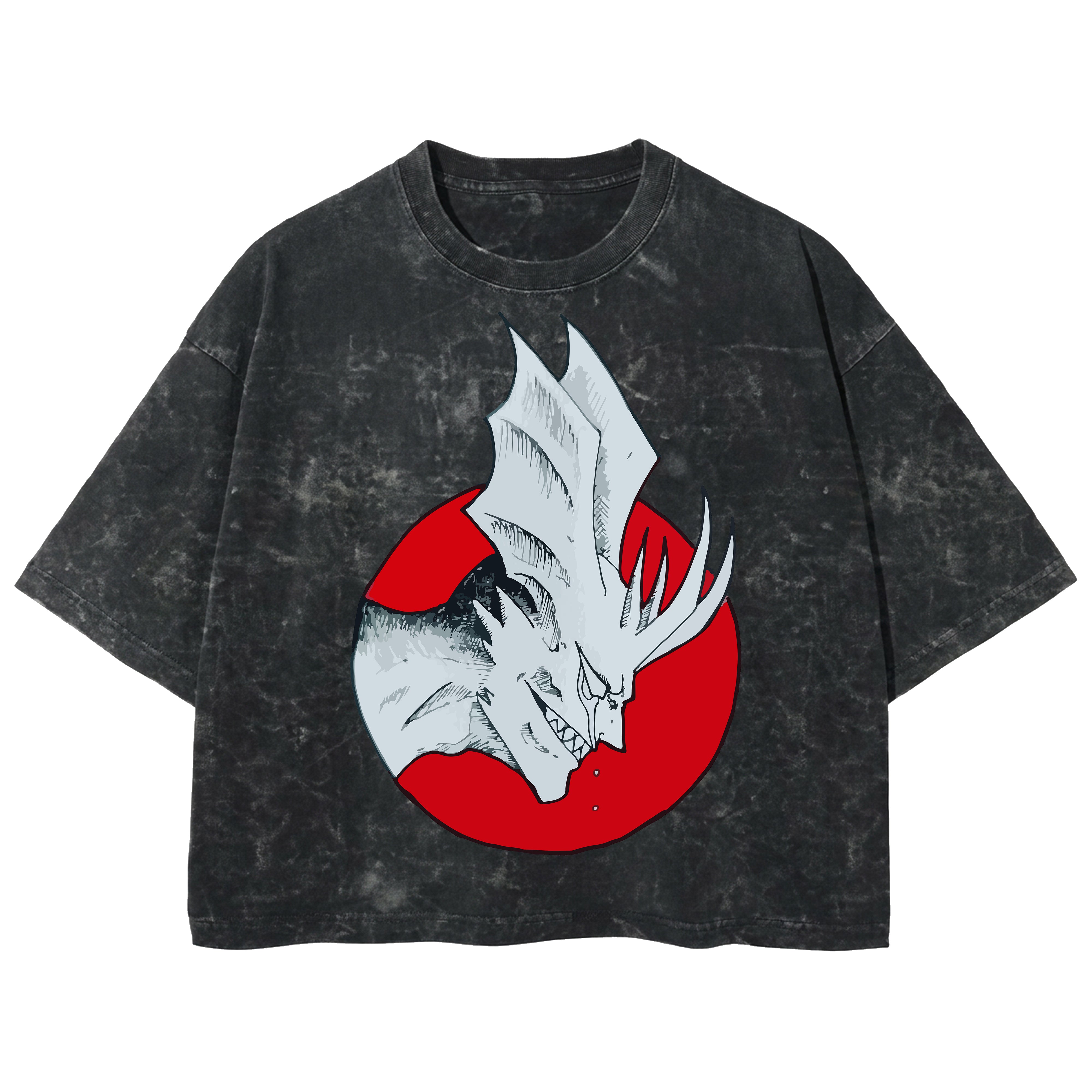 Playera streetwear premium de anime y gaming ExtraLife MX, corte boxy deluxe mineral wash heavyweight en color Acid Wash, moda urbana mexicana de culto.