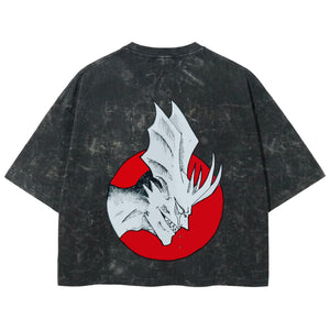 Playera streetwear premium de anime y gaming ExtraLife MX, corte boxy deluxe mineral wash heavyweight en color Acid Wash, moda urbana mexicana de culto.