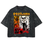 Playera streetwear premium de anime y gaming ExtraLife MX, corte boxy deluxe mineral wash heavyweight en color Acid Wash, moda urbana mexicana de culto.