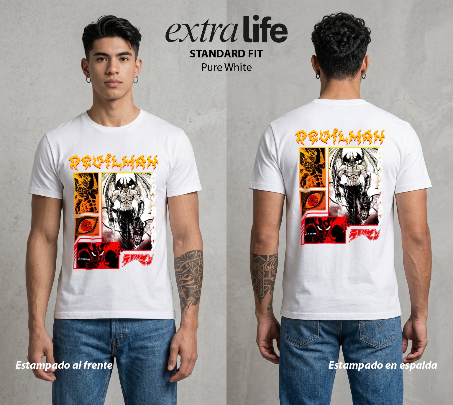 El Demonio Sensible | El Demonio con Corazon #01298 - Playera Standard Fit | Pure White - Foto en modelo