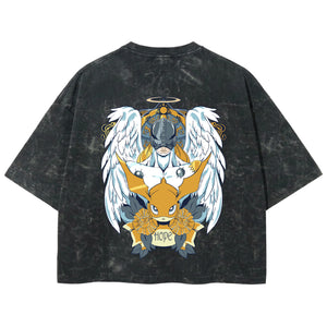 Playera streetwear premium de anime y gaming ExtraLife MX, corte boxy deluxe mineral wash heavyweight en color Acid Wash, moda urbana mexicana de culto.