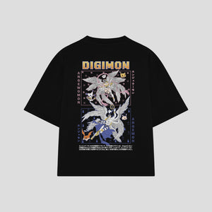 Playera streetwear premium de anime y gaming ExtraLife MX, corte oversized drop shoulder ligero y fresco en color Deep Black y Off-White, moda urbana mexicana de culto.