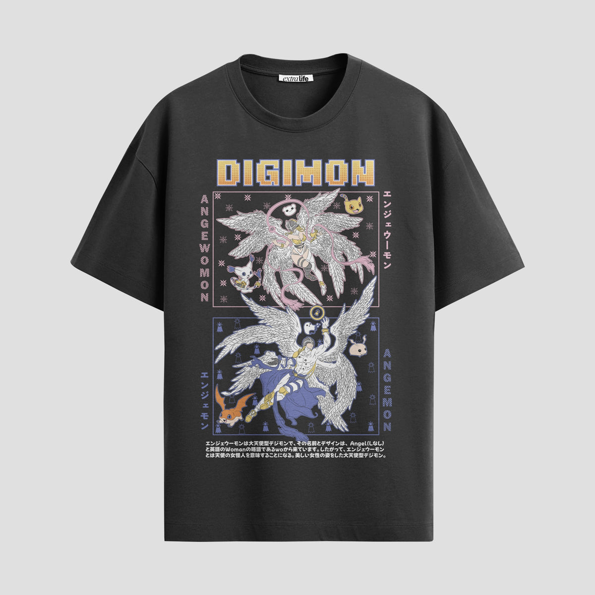 Playera urbana de anime y gaming ExtraLife MX, corte Classic Premium unisex ligero y transpirable en color Deep Black y Pure White, ropa de uso diario para gym y casual.