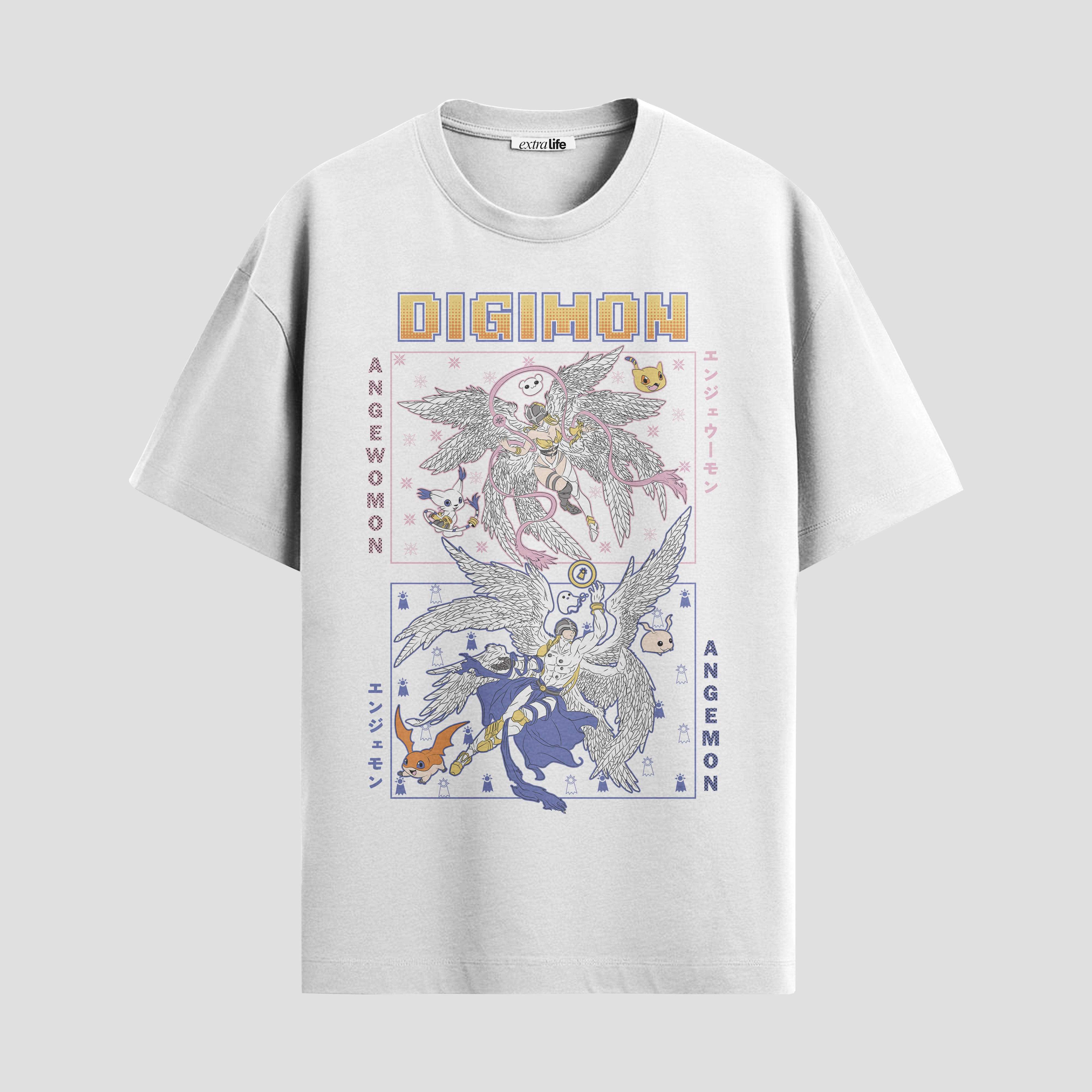 Playera urbana de anime y gaming ExtraLife MX, corte Standard Fit unisex ligero y transpirable en color Deep Black y Pure White, ropa de uso diario para gym y casual.