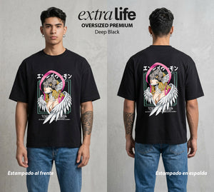 El Mundo Digital | Digimon Angewomon #01304 - Playera Oversized Premium | Deep Black - Foto en modelo