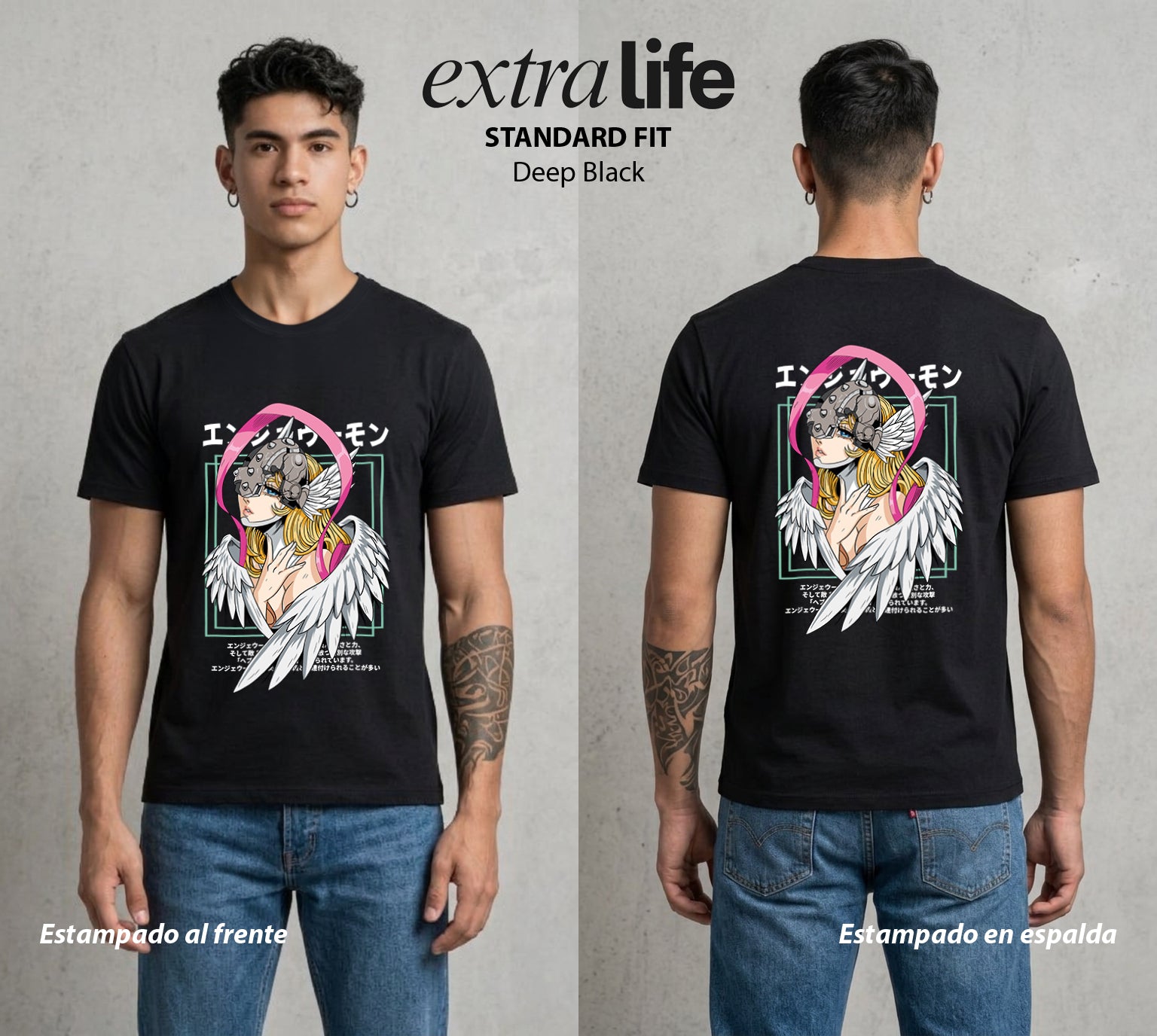 El Mundo Digital | Digimon Angewomon #01304 - Playera Standard Fit | Deep Black - Foto en modelo