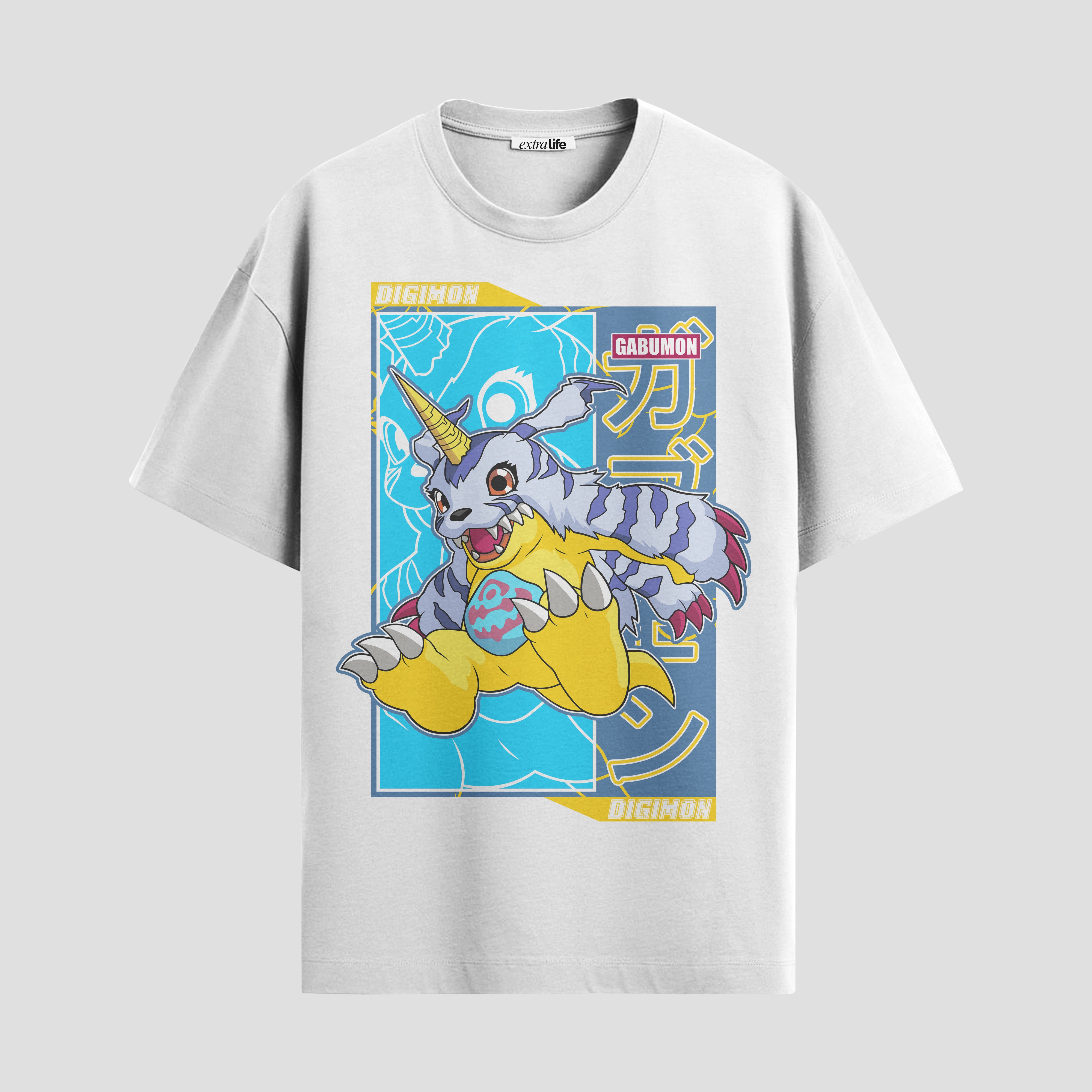 Playera urbana de anime y gaming ExtraLife MX, corte Standard Fit unisex ligero y transpirable en color Deep Black y Pure White, ropa de uso diario para gym y casual.