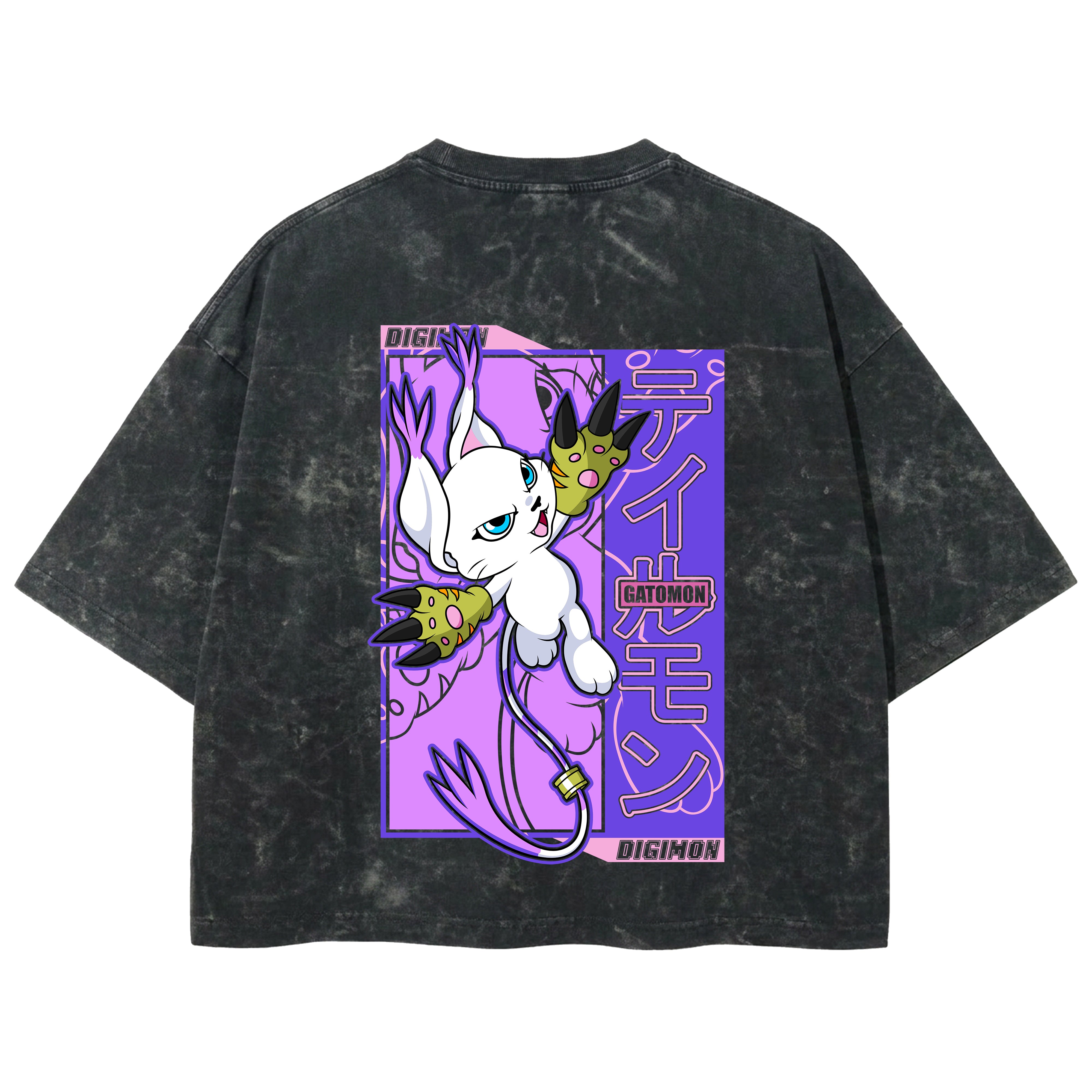 Playera streetwear premium de anime y gaming ExtraLife MX, corte boxy deluxe mineral wash heavyweight en color Acid Wash, moda urbana mexicana de culto.