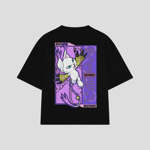 Playera streetwear premium de anime y gaming ExtraLife MX, corte oversized drop shoulder ligero y fresco en color Deep Black y Off-White, moda urbana mexicana de culto.