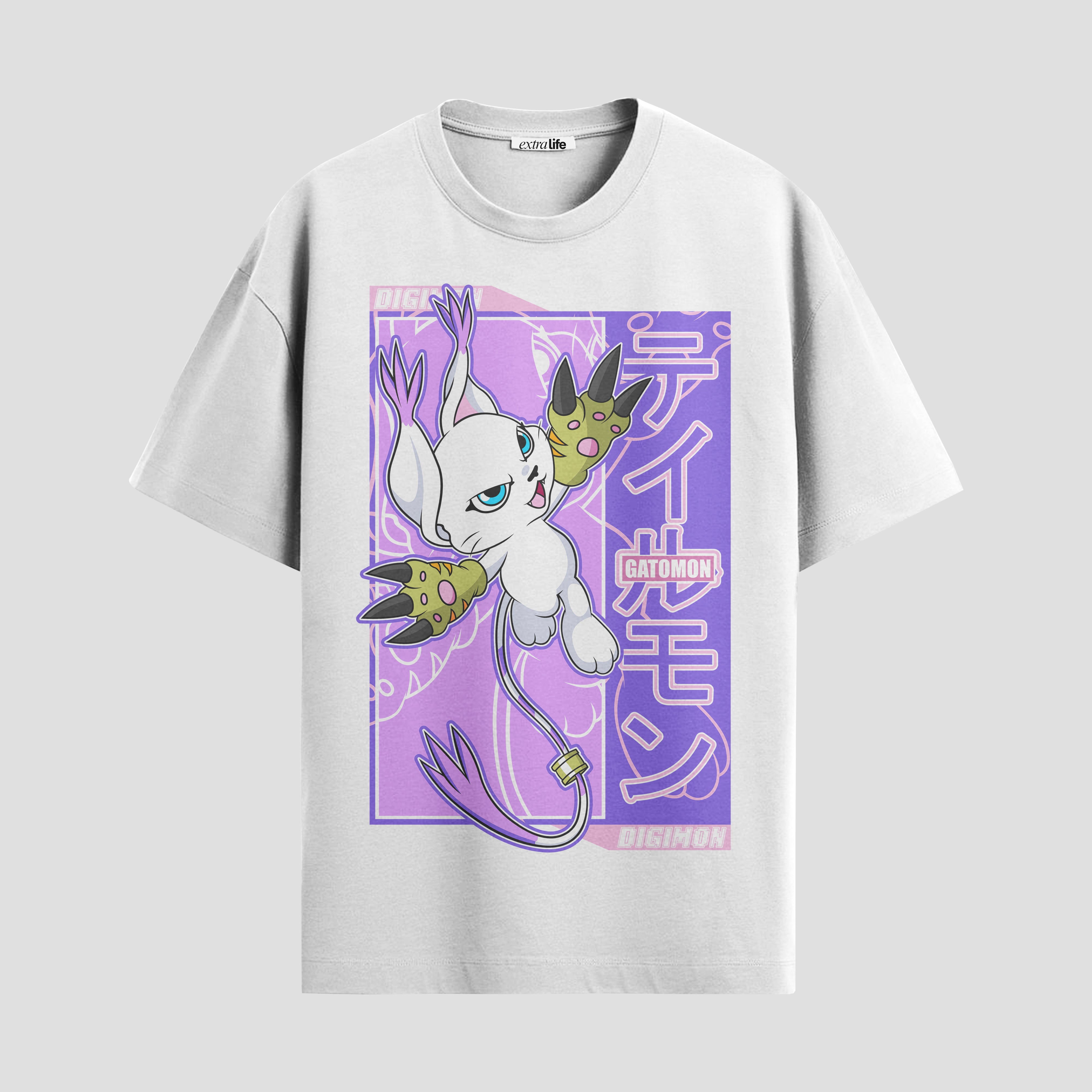 Playera urbana de anime y gaming ExtraLife MX, corte Standard Fit unisex ligero y transpirable en color Deep Black y Pure White, ropa de uso diario para gym y casual.