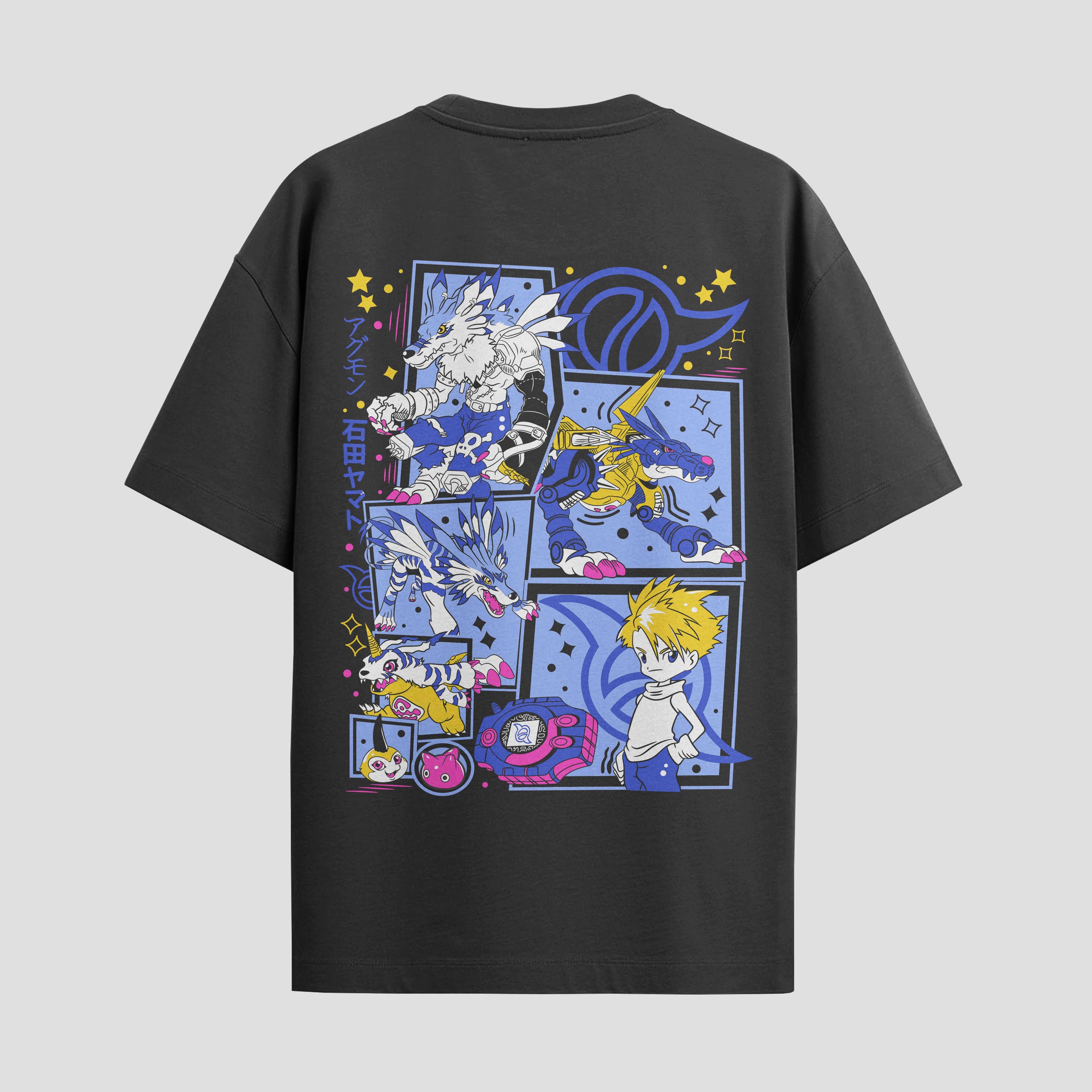 Playera urbana de anime y gaming ExtraLife MX, corte Standard Fit unisex ligero y transpirable en color Deep Black y Pure White, ropa de uso diario para gym y casual.