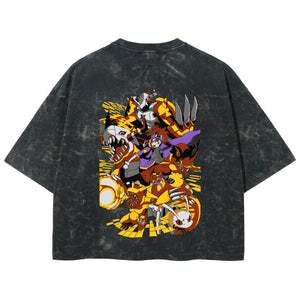 Playera streetwear premium de anime y gaming ExtraLife MX, corte boxy deluxe mineral wash heavyweight en color Acid Wash, moda urbana mexicana de culto.