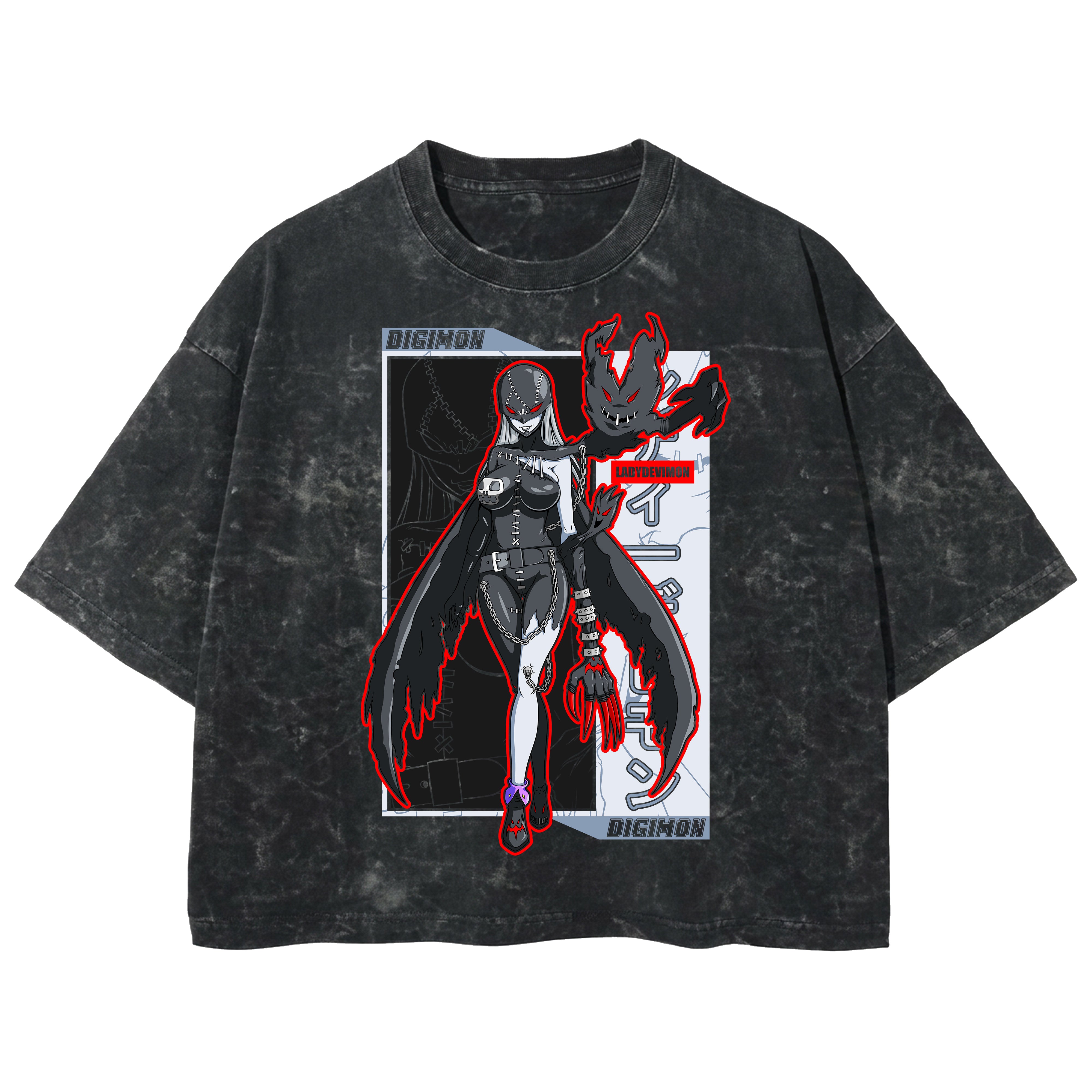Playera streetwear premium de anime y gaming ExtraLife MX, corte boxy deluxe mineral wash heavyweight en color Acid Wash, moda urbana mexicana de culto.