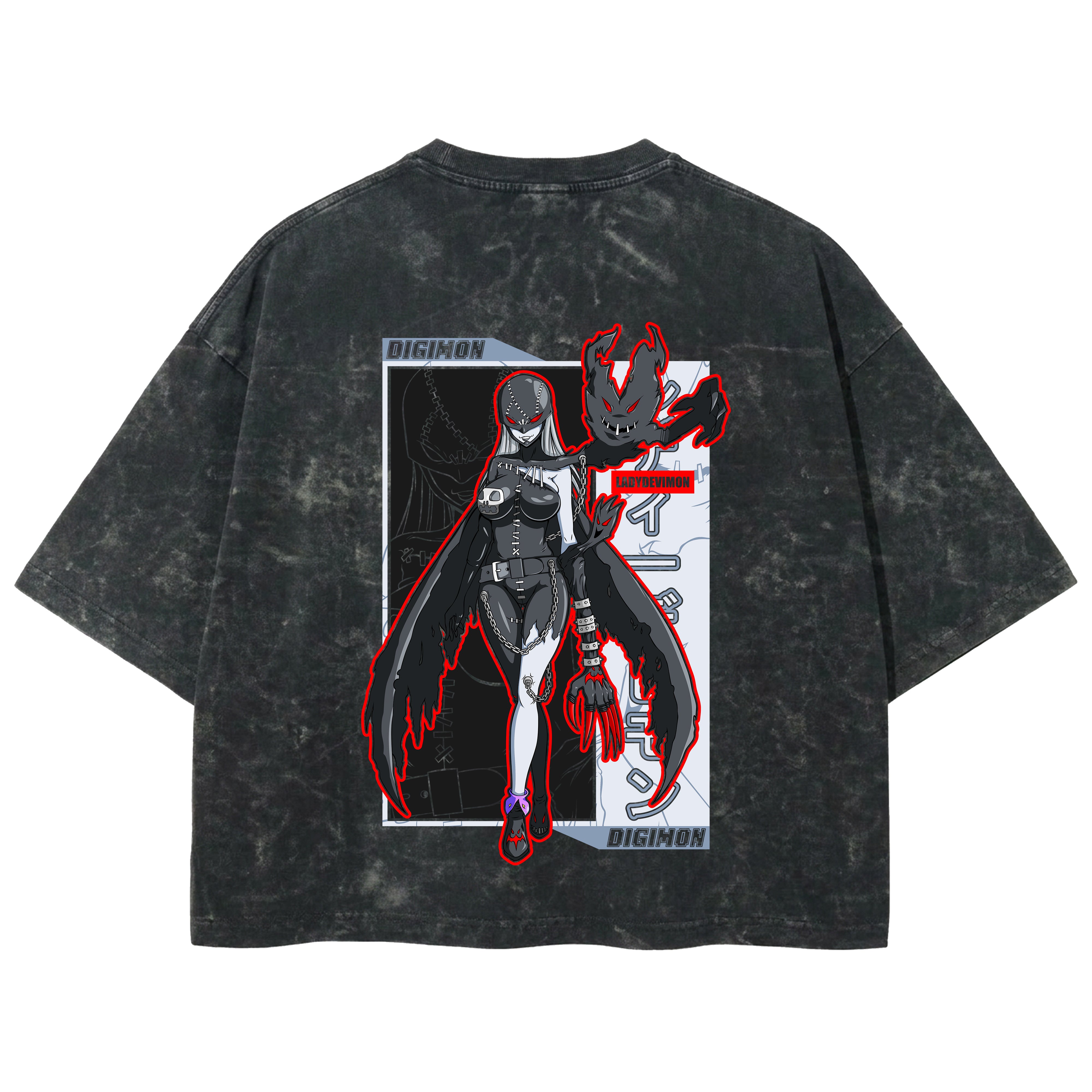 Playera streetwear premium de anime y gaming ExtraLife MX, corte boxy deluxe mineral wash heavyweight en color Acid Wash, moda urbana mexicana de culto.