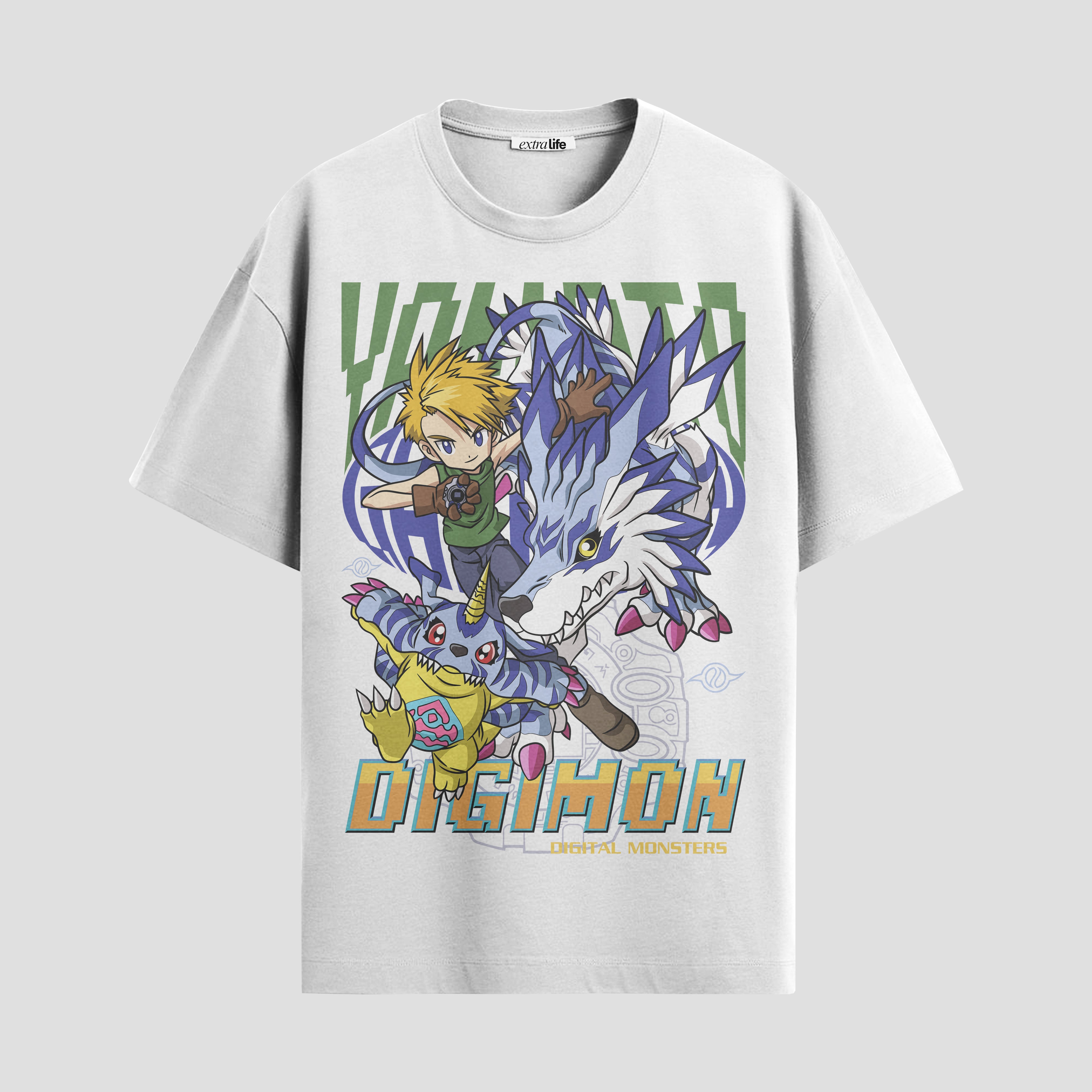 Playera urbana de anime y gaming ExtraLife MX, corte Standard Fit unisex ligero y transpirable en color Deep Black y Pure White, ropa de uso diario para gym y casual.