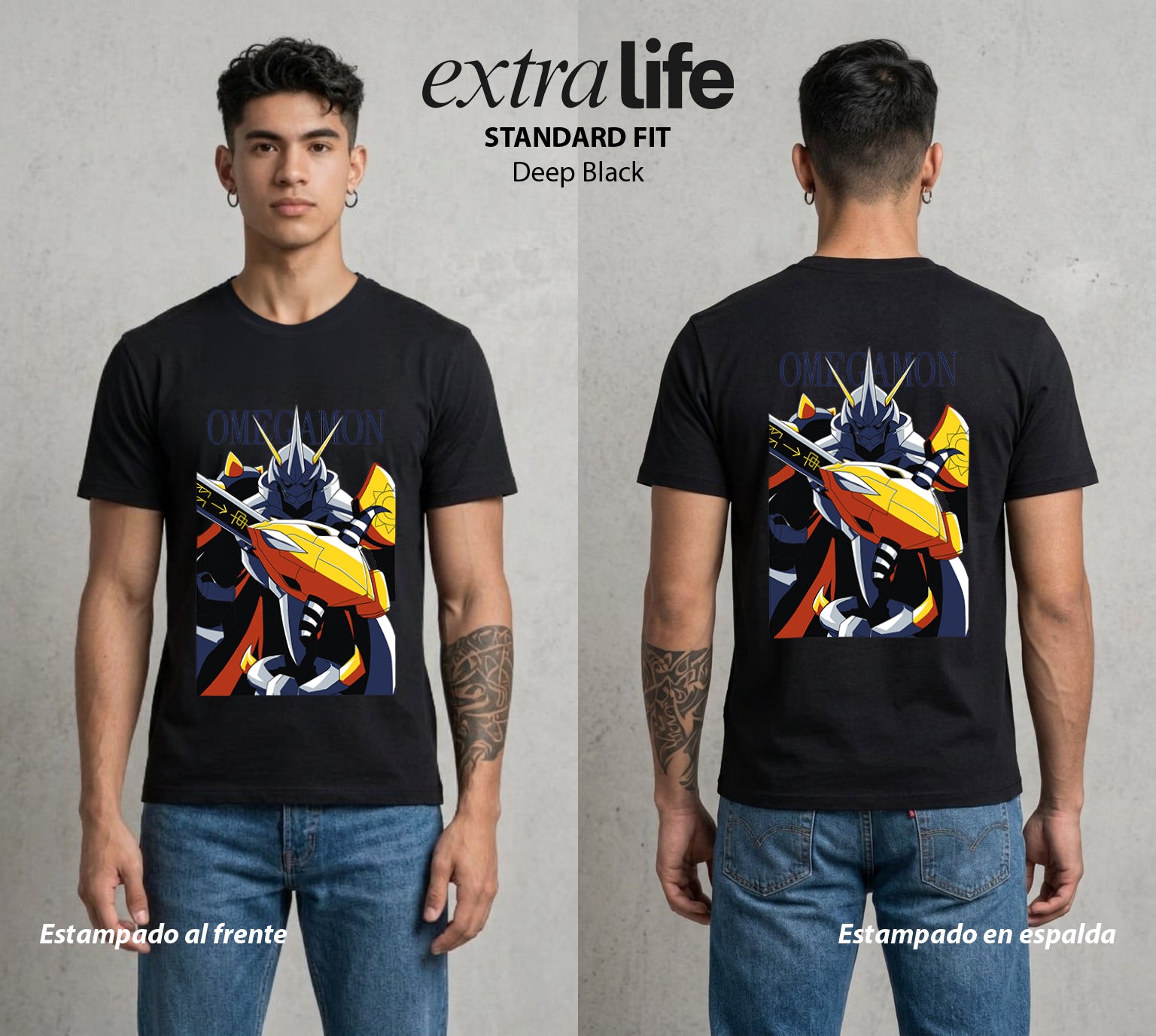 El Mundo Digital | Digimon Omegamon #01318 - Playera Standard Fit | Deep Black - Foto en modelo