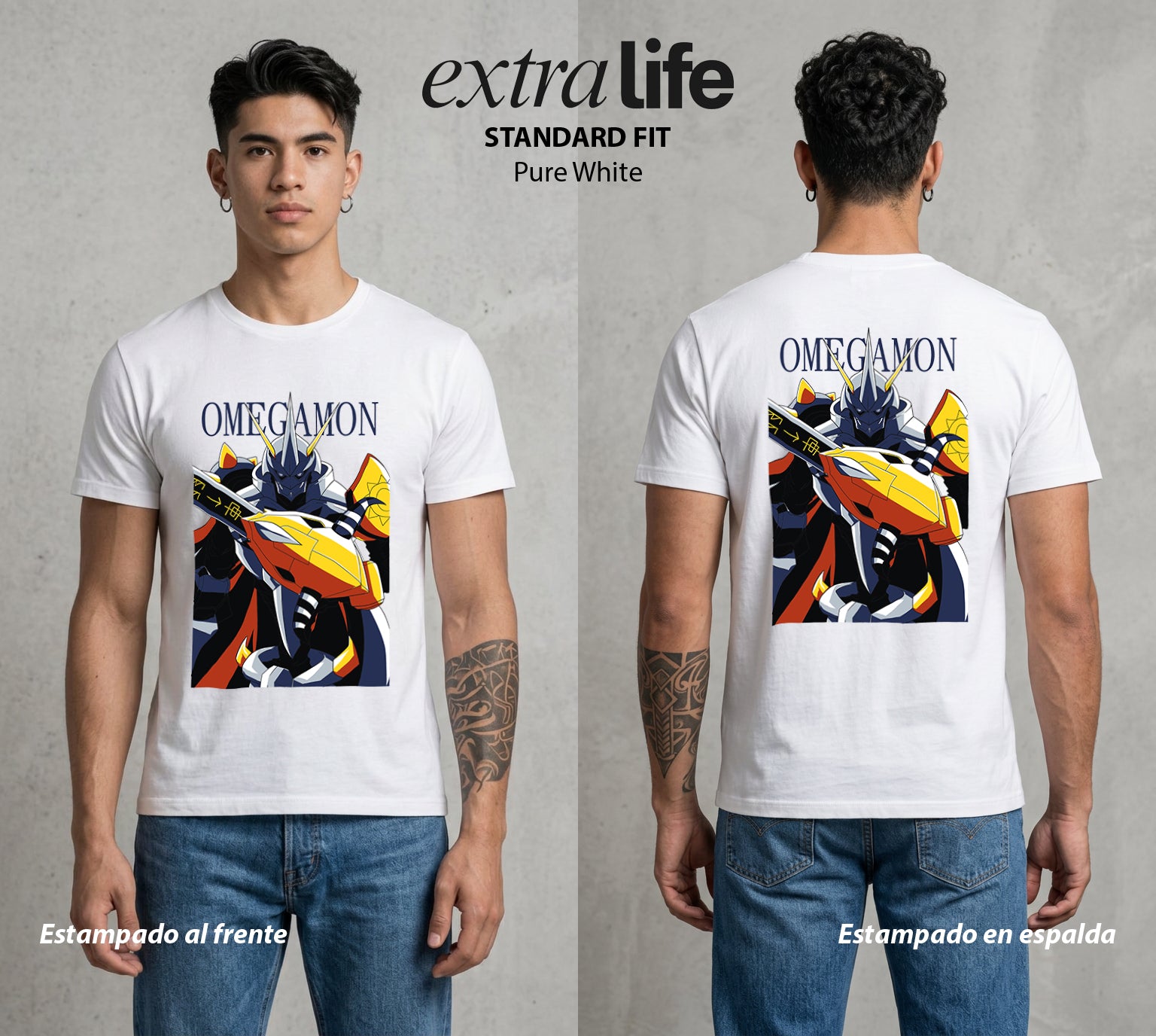 El Mundo Digital | Digimon Omegamon #01318 - Playera Standard Fit | Pure White - Foto en modelo